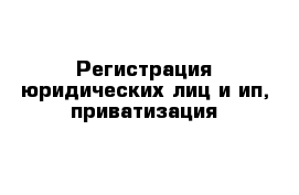 Регистрация юридических лиц и ип, приватизация